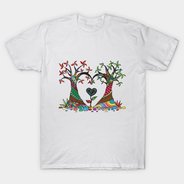 The Colourful Love Tree Design T-Shirt T-Shirt by wny2017